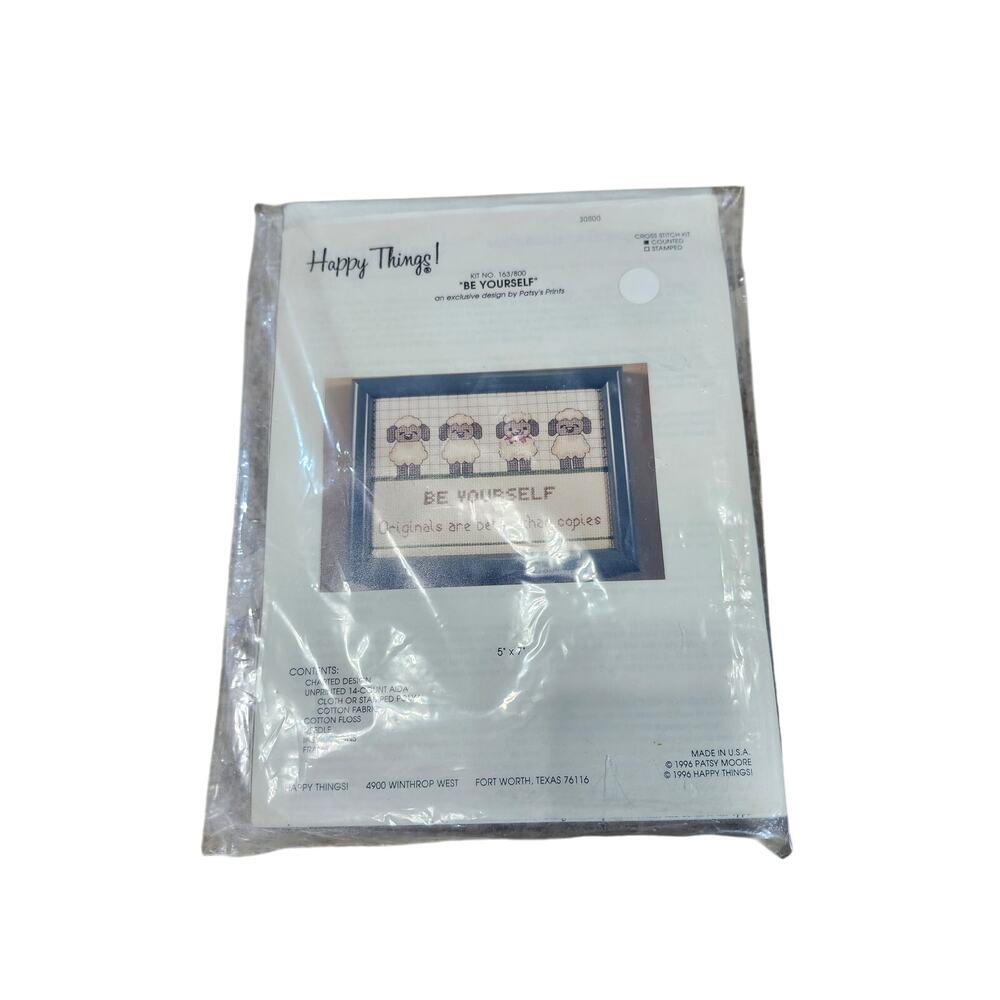 Happy Things "Be Yourself" Sheep Cross Stitch Kit 163/800 Patsy Moore 5x7 USA